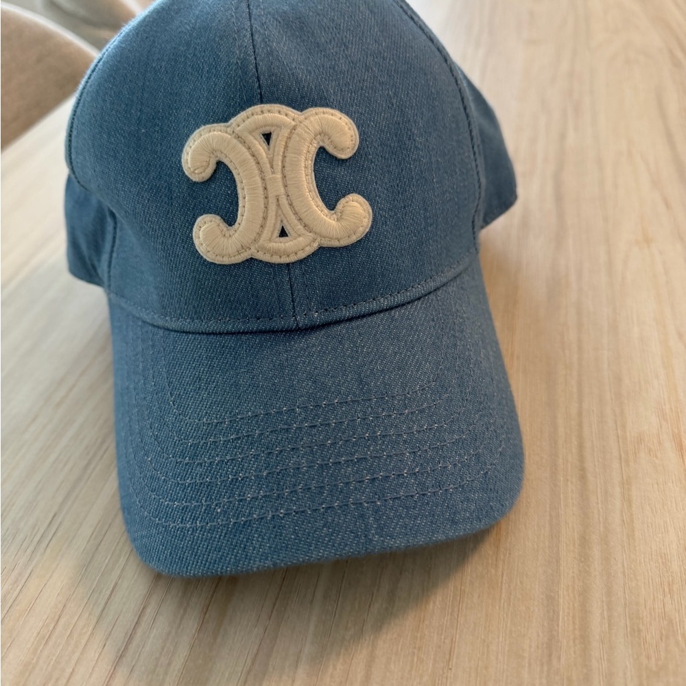 Celine Blue Cap with Cream Emblem